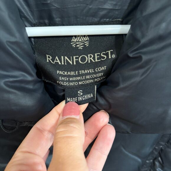 Rainforest Women's Goose Down Packable Puffer Travel Coat Jacket Black Small - Picture 4 of 11